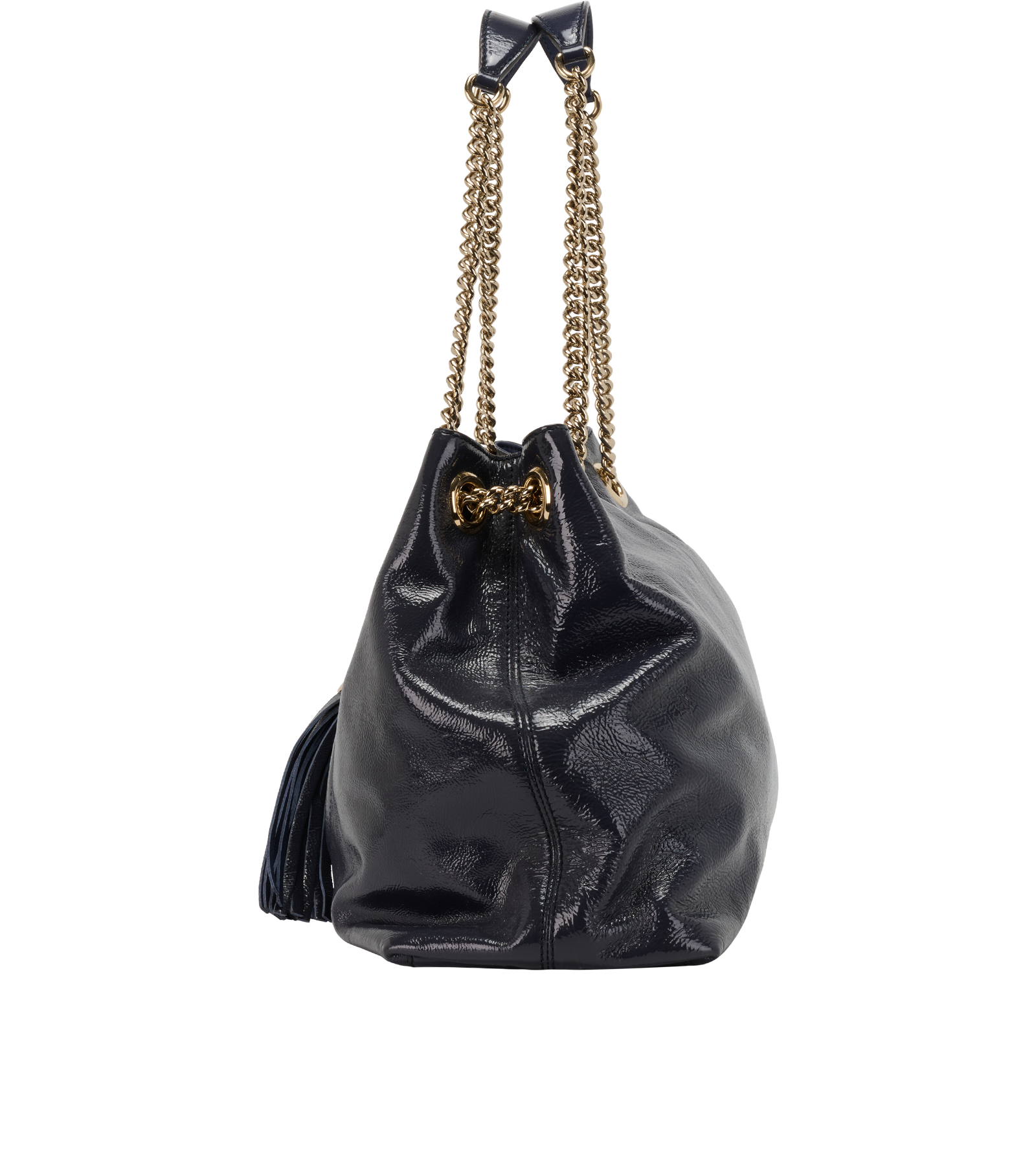 Soho Tote, &pound;495, Handbags, Blue, Patent Leather, Bottom view